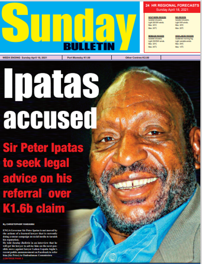 Sir Peter Ipatas to seek legal advice on his referral over K1.6b claim