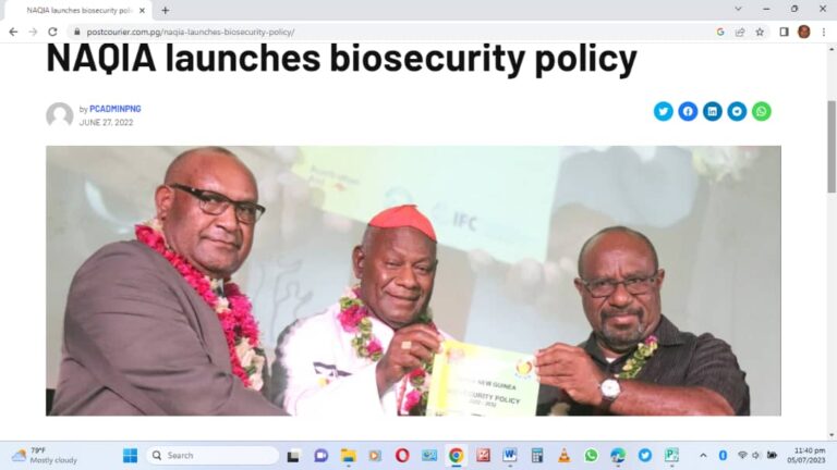 Govt set to deliver Naqia biosecurity bill for PNG