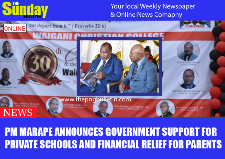 PM Marape announces Government Support for Private Schools and Financial Relief for Parents