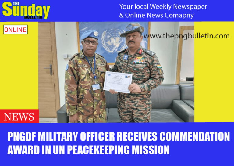 PNGDF MILITARY OFFICER RECEIVES COMMENDATION AWARD IN UN PEACEKEEPING MISSION