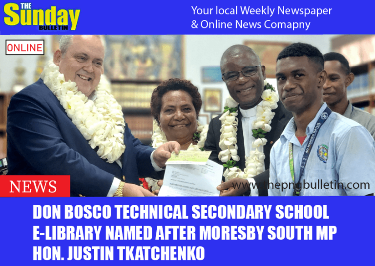 Don Bosco Technical Secondary School E-library named after Moresby South MP Hon. Justin Tkatchenko