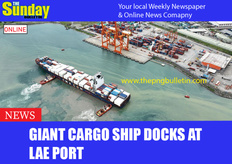 Giant cargo ship docks at Lae port