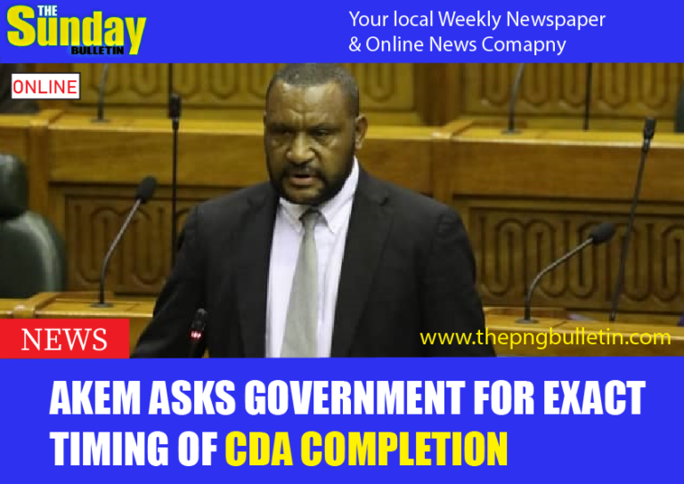 AKEM ASKS GOVERNMENT FOR EXACT TIMING OF CDA COMPLETION