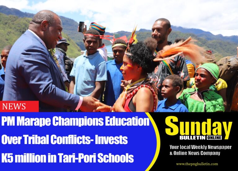 Picture supplied: Prime Minister Hon. James Marape meeting school children during his recent visit to Tari-Pori.