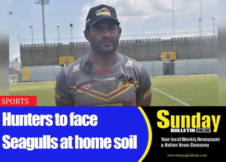 SP PNG Hunters coach Paul Aiton being interviewed at the Santos National Football Stadium