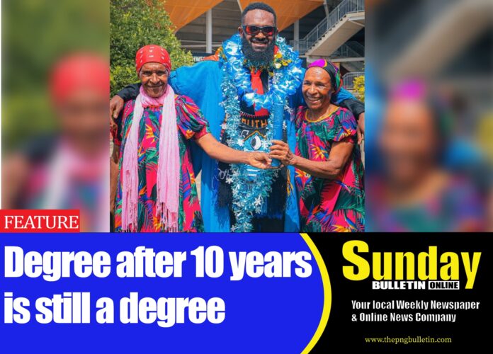 Caption: Arnold Kara with his mothers during the UPNG’s 70th graduation ceremony on Wednesday 30th April, 2025. Caption: Arnold Kara with his mothers during the UPNG’s 70th graduation ceremony on Wednesday 30th April, 2025.