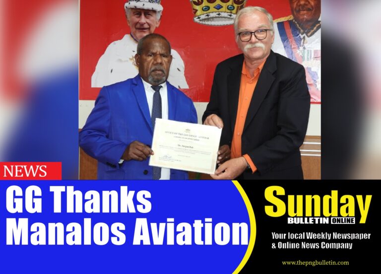 Grand Chief Sir Bob Dadae presented Mr. Ruh with a framed copper beating of Bird of Paradise and a certificate of appreciation in recognition of the services of Mr. Ruh and Manolos Aviation/Mountain Area Medical Airlift Foundation Ltd.