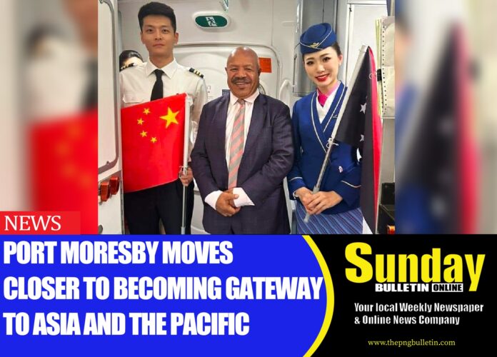 NCD Gvernor Hon. Powes Parkop onboard a China Southern Airlines plane posing for a photograph with the Captain and flight attendant. Picture supplied by NCD Media Team. NCD Gvernor Hon. Powes Parkop onboard a China Southern Airlines plane posing for a photograph with the Captain and flight attendant. Picture supplied by NCD Media Team.