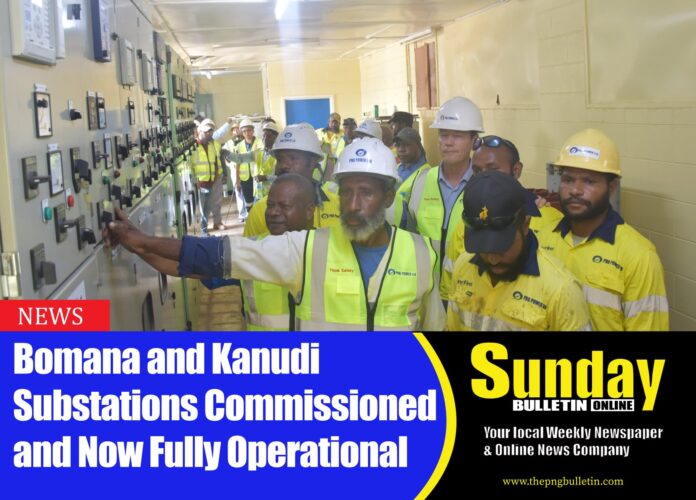 Caption: An employee of PNG Power switching on the transformer while the CEO PNG Power looks on at the back. Photo by Orchy Rex.