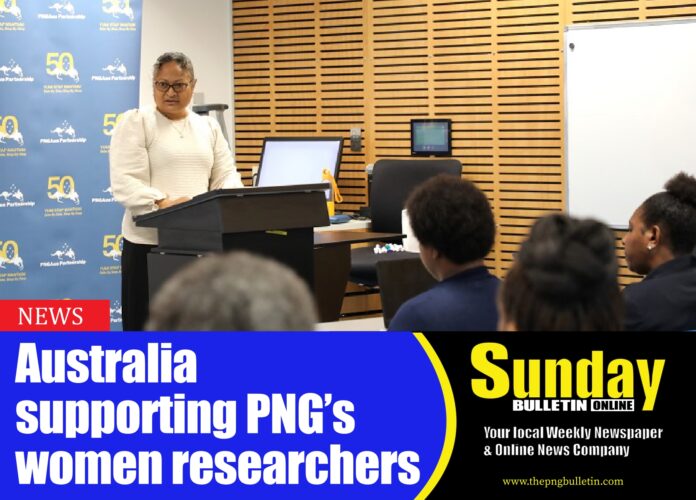 Australian Government supported Australia PNG Economic Partnership’s Adviser Jane Ravusiro, who is also an Agriculture Researcher offers some words of encouragement to PNG women researchers. Photo supplied.