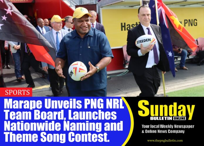 PRIME Minister James Marape after officially announcing the board for Papua New Guinea’s inaugural National Rugby League (NRL) team, with Australian Rugby League Commission (ARLC) chair Peter V’landys on his left. Photo by Gabriel Katuho.