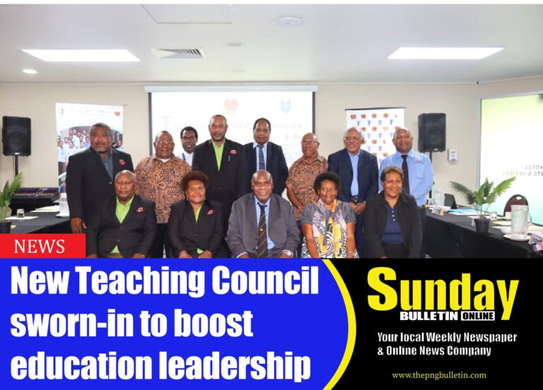 Some of the newly sworn-in Teaching Council members with Acting Chairman of the Teaching Service Commission, Samson Wangihomie.
