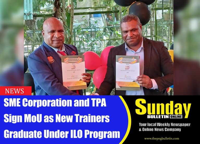 Mr. Petrus Ralda SME Operations Managing Director and Mr. Douglas Keari(TPA Representative) at the signing of the MOU. Picture supplied.