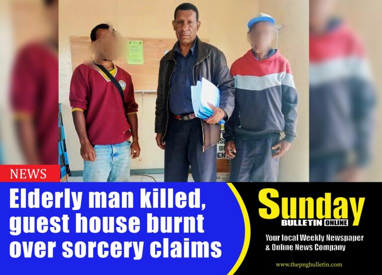 The deceased's families with case officer in Banz police station, Jiwaka on Wednesday. Picture supplied