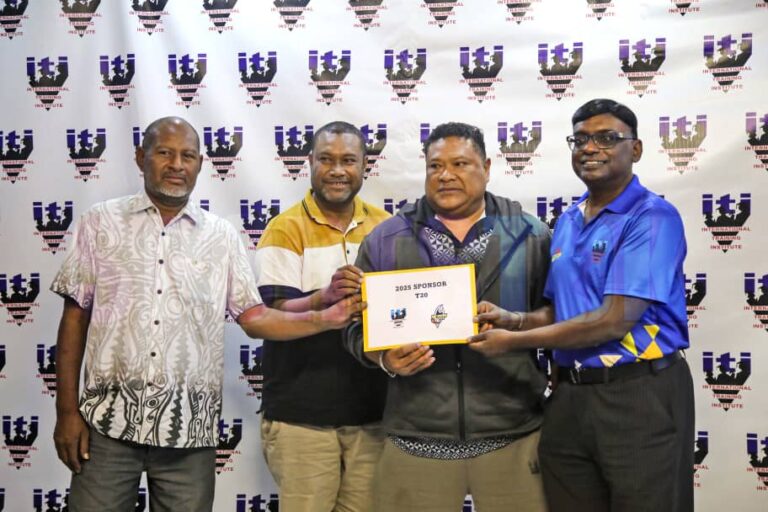 From right, ITI chairman Senthil Kumaran, POMCA president Dean Ani, vice president Hudson Leka and board judiciary chair Ray Neuoru during the cheque presentation at the institute today. Picture Supplied.