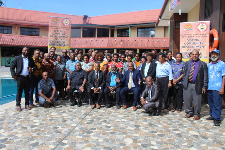 The participants taking a group photo during the second District Community Development Center (DDC) combined workshop in Lae. Picture supplied.