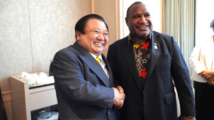 Prime Minister Hon. James Marape meets Japanese Seafood giant Mr. Kiyoshi Kimura, President Kiyomura Corporation in Tokyo, Japan today. Picture supplied.