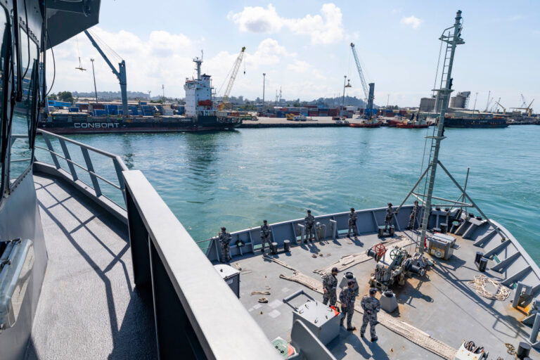 HMAS Leeuwin visits Lae during PNG mapping mission